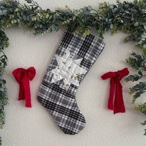 Plaid Christmas Stocking with White Star